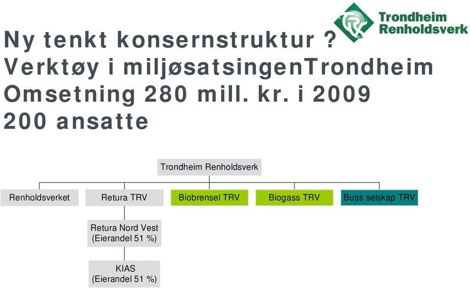 i 2009 200 ansatte Trondheim Renholdsverk Renholdsverket