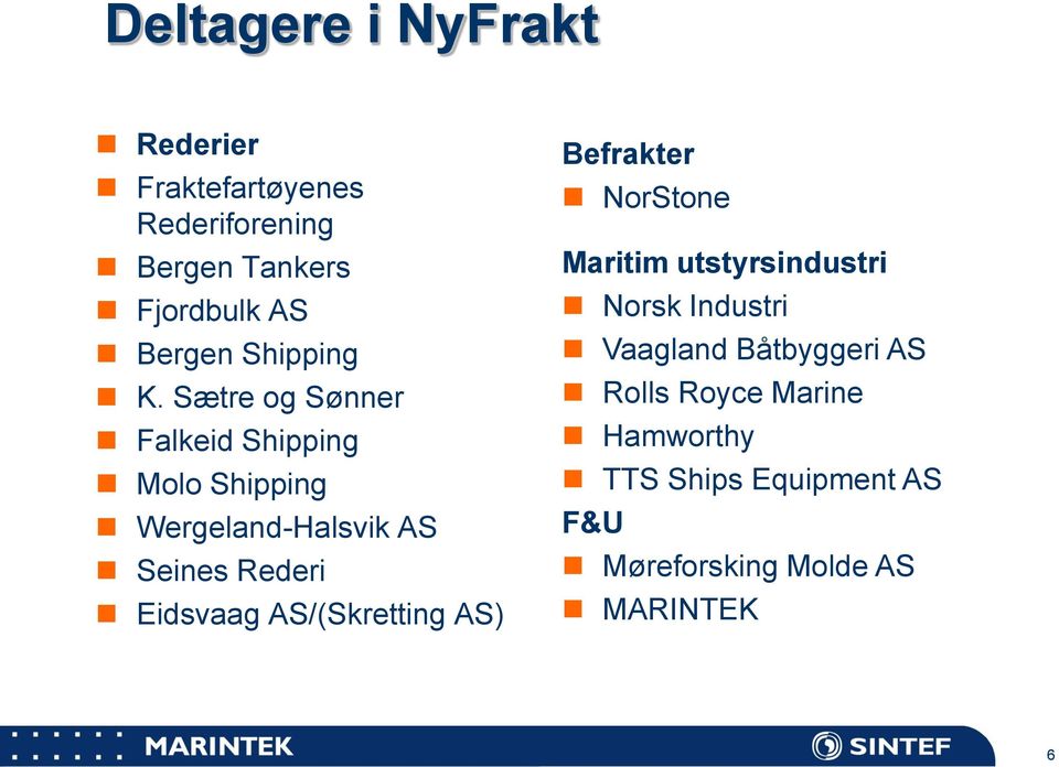 Sætre og Sønner Falkeid Shipping Molo Shipping Wergeland-Halsvik AS Seines Rederi Eidsvaag