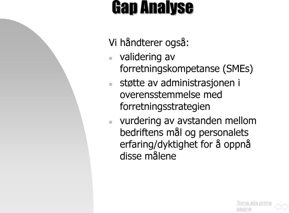 overensstemmelse med forretningsstrategien vurdering av