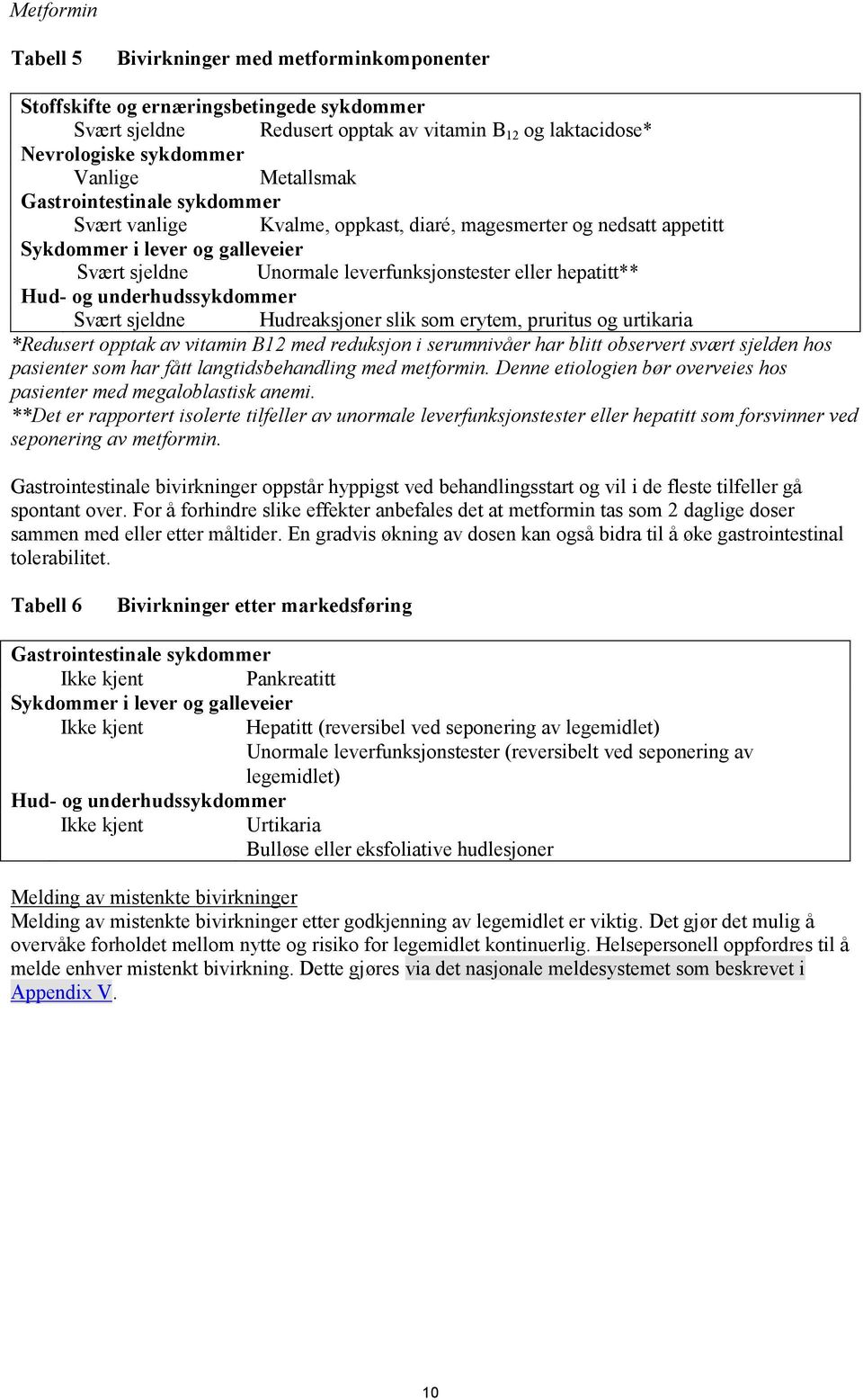 hepatitt** Hud- og underhudssykdommer Svært sjeldne Hudreaksjoner slik som erytem, pruritus og urtikaria *Redusert opptak av vitamin B12 med reduksjon i serumnivåer har blitt observert svært sjelden