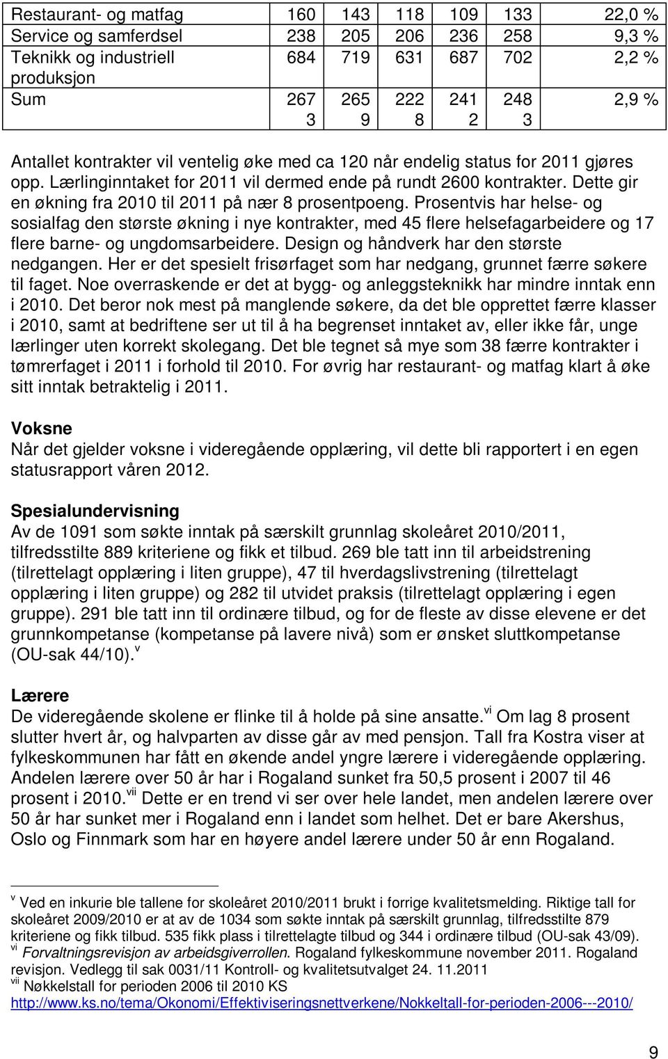 Dette gir en økning fra 2010 til 2011 på nær 8 prosentpoeng.