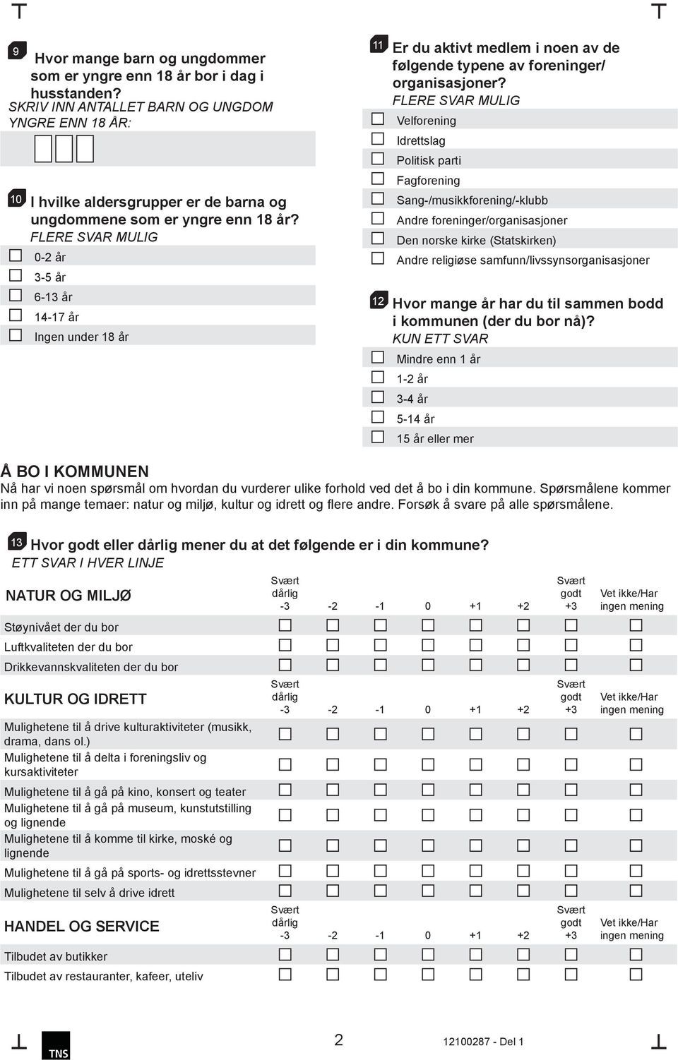 FLERE SVAR MULIG 0-2 år 3-5 år 6-13 år 14-17 år Ingen under 18 år 11 Er du aktivt medlem i noen av de følgende typene av foreninger/ organisasjoner?