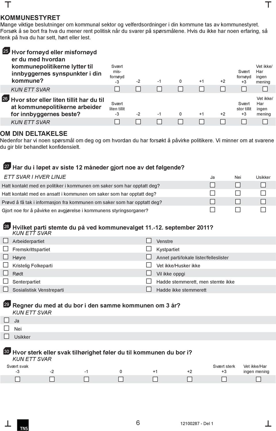 26 Hvor stor eller liten tillit har du til at kommunepolitikerne arbeider for innbyggernes beste?