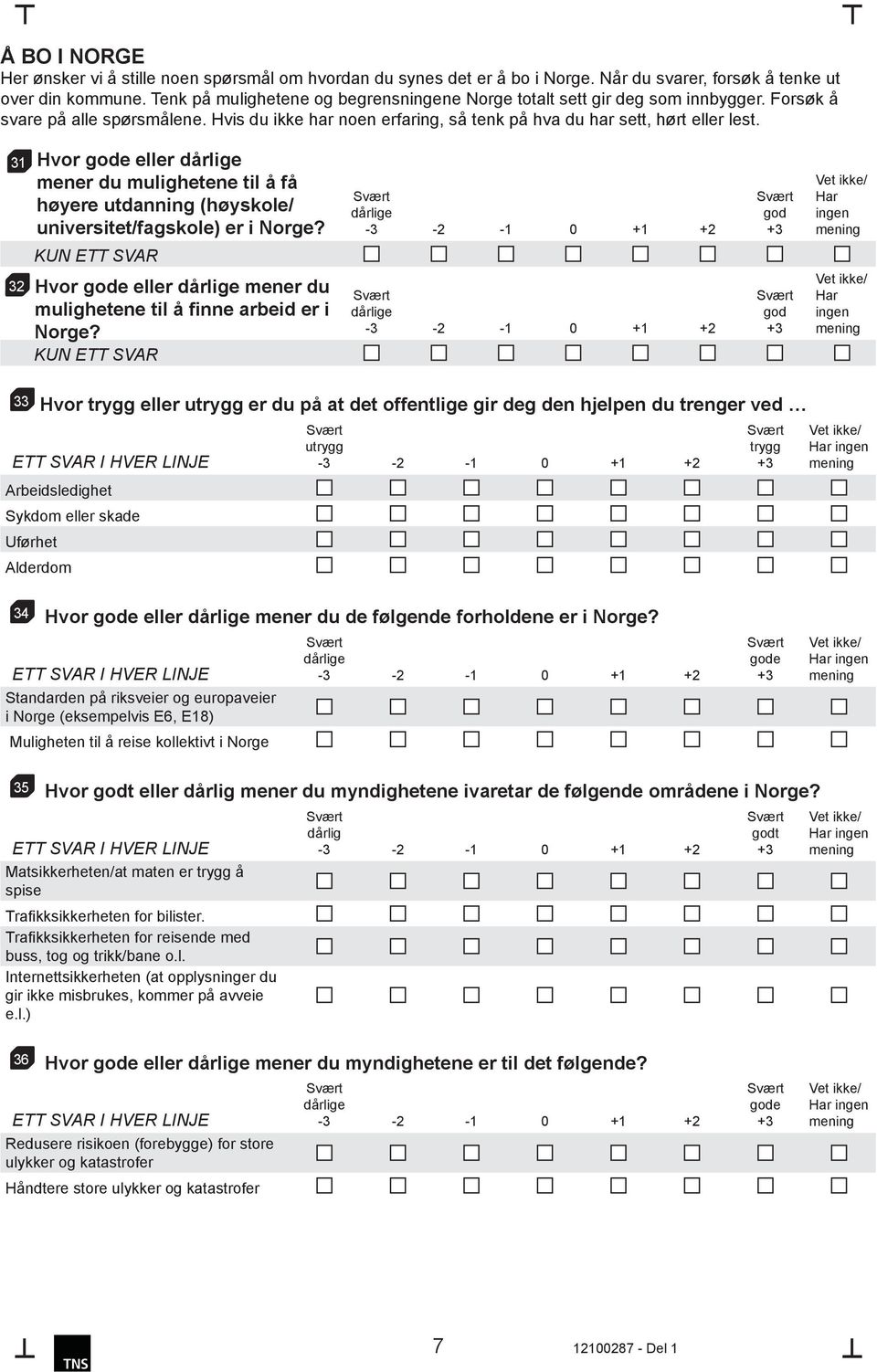 31 Hvor gode eller e mener du mulighetene til å få høyere utdanning (høyskole/ universitet/fagskole) er i Norge?