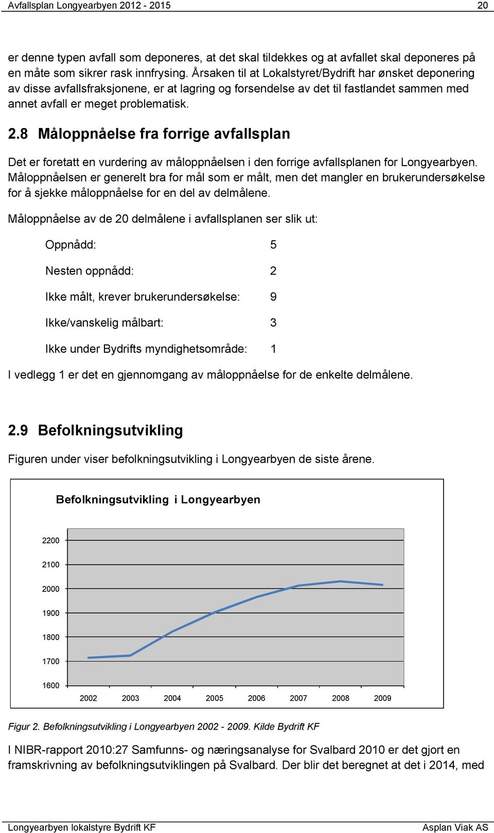 8 Måloppnåelse fra forrige avfallsplan Det er foretatt en vurdering av måloppnåelsen i den forrige avfallsplanen for Longyearbyen.