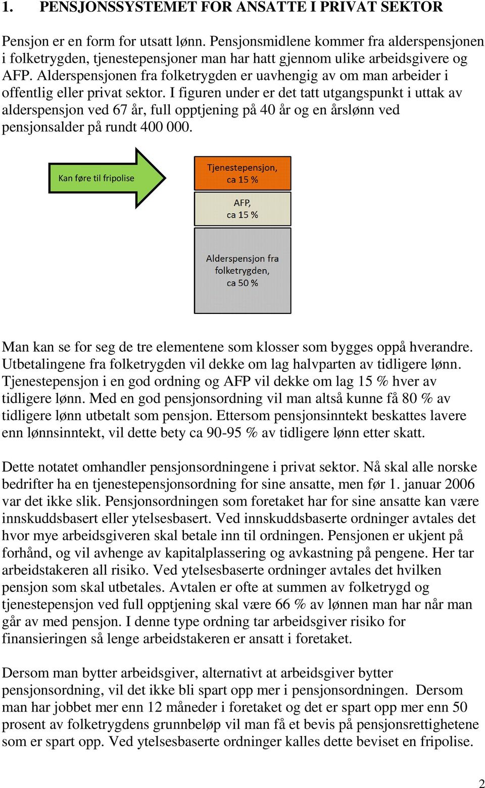 Alderspensjonen fra folketrygden er uavhengig av om man arbeider i offentlig eller privat sektor.