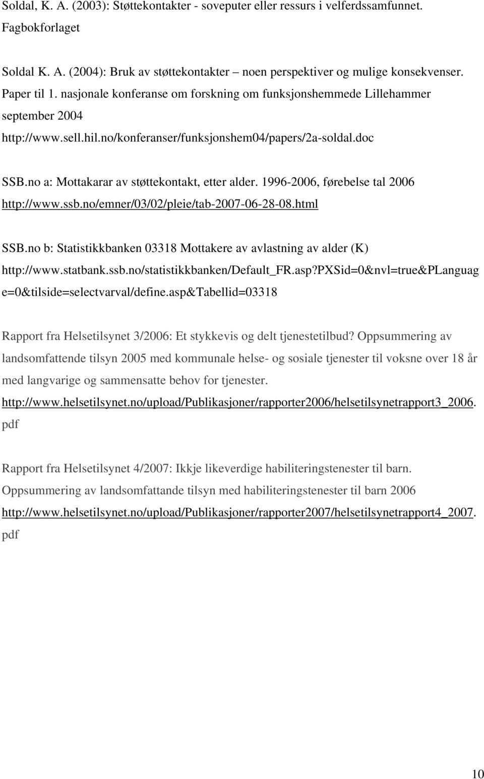 no a: Mottakarar av støttekontakt, etter alder. 1996-2006, førebelse tal 2006 http://www.ssb.no/emner/03/02/pleie/tab-2007-06-28-08.html SSB.