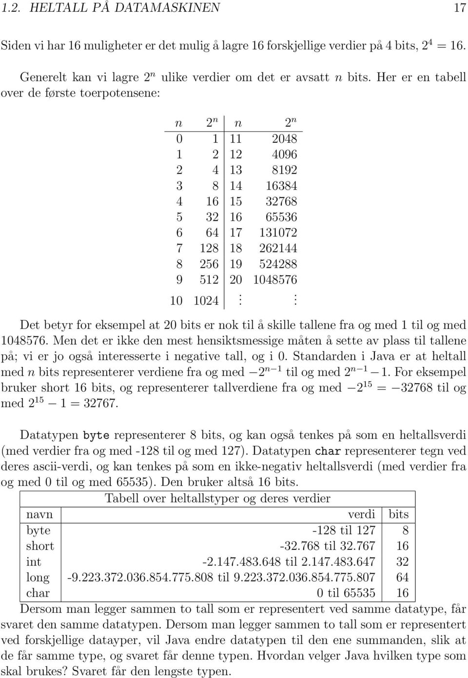 10 1024 Det betyr for eksempel at 20 bits er nok til å skille tallene fra og med 1 til og med 1048576.