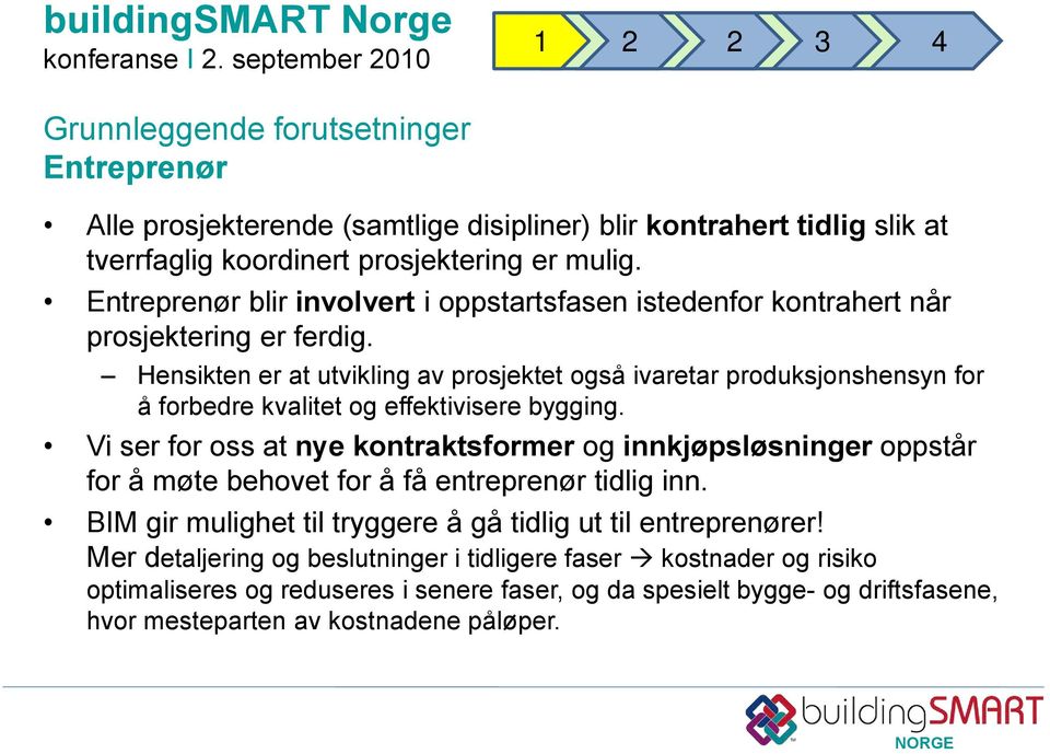 Hensikten er at utvikling av prosjektet også ivaretar produksjonshensyn for å forbedre kvalitet og effektivisere bygging.