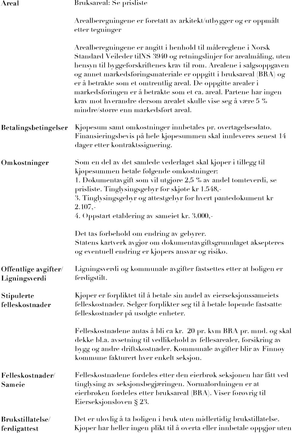 Arealene i salgsoppgaven og annet markedsføringsmateriale er oppgitt i bruksareal (BRA) og er å betrakte som et omtrentlig areal.