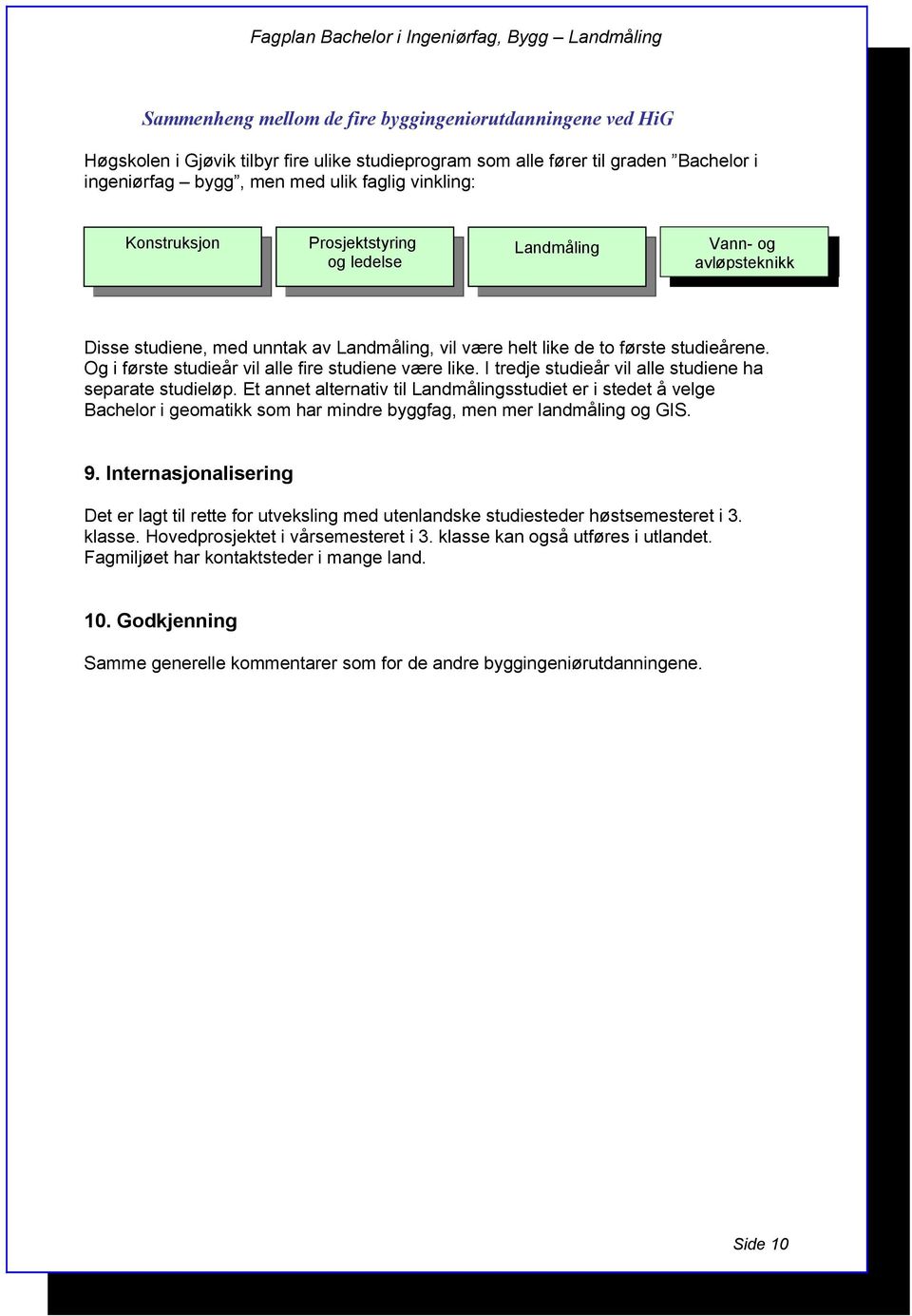 Og i første studieår vil alle fire studiene være like. I tredje studieår vil alle studiene ha separate studieløp.