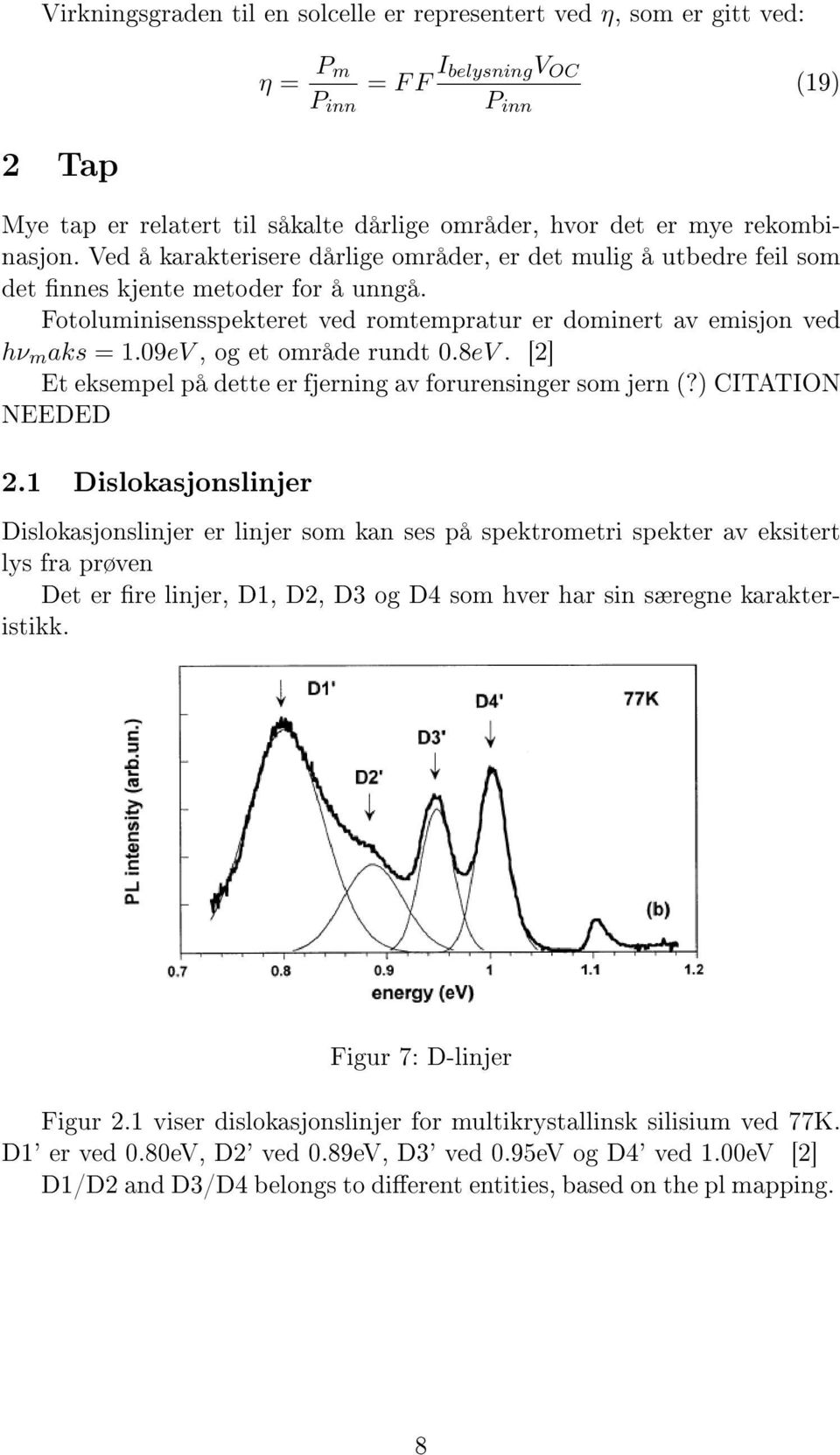 Fotoluminisensspekteret ved romtempratur er dominert av emisjon ved hν m aks = 1.09eV, og et område rundt 0.8eV. [2] Et eksempel på dette er fjerning av forurensinger som jern (?) CITATION NEEDED 2.