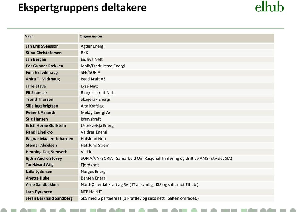 Kristi Horne Gullstein Ustekveikja Energi Randi Lineikro Valdres Energi Ragnar Maalen-Johansen Hafslund Nett Steinar Akselsen Hafslund Strøm Henning Dag Stenseth Valider Bjørn Andre Storøy SORIA/VA