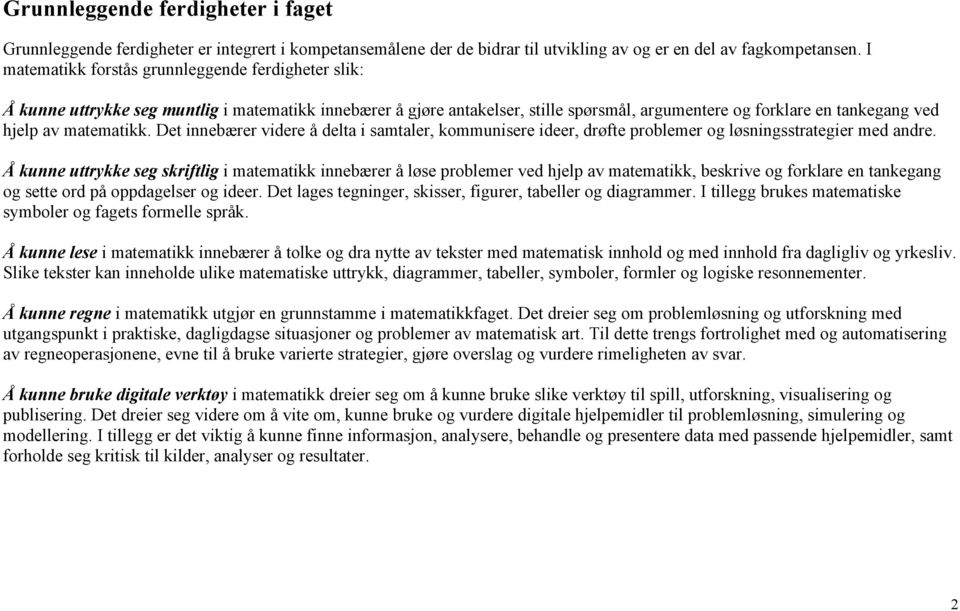 matematikk. Det innebærer videre å delta i samtaler, kommunisere ideer, drøfte problemer og løsningsstrategier med andre.