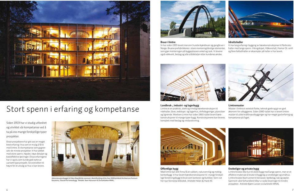 Vikingskipet, Håkonshall, Hamar OL-amfi og flere fotballhaller er eksempler på haller vi har levert.