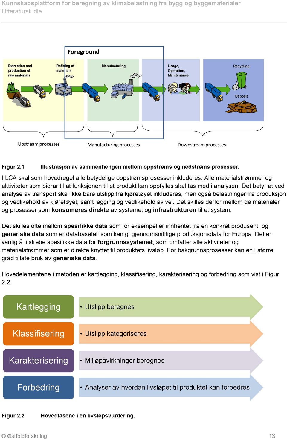 Det betyr at ved analyse av transport skal ikke bare utslipp fra kjøretøyet inkluderes, men også belastninger fra produksjon og vedlikehold av kjøretøyet, samt legging og vedlikehold av vei.