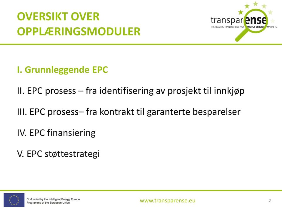 EPC prosess fra identifisering av prosjekt til