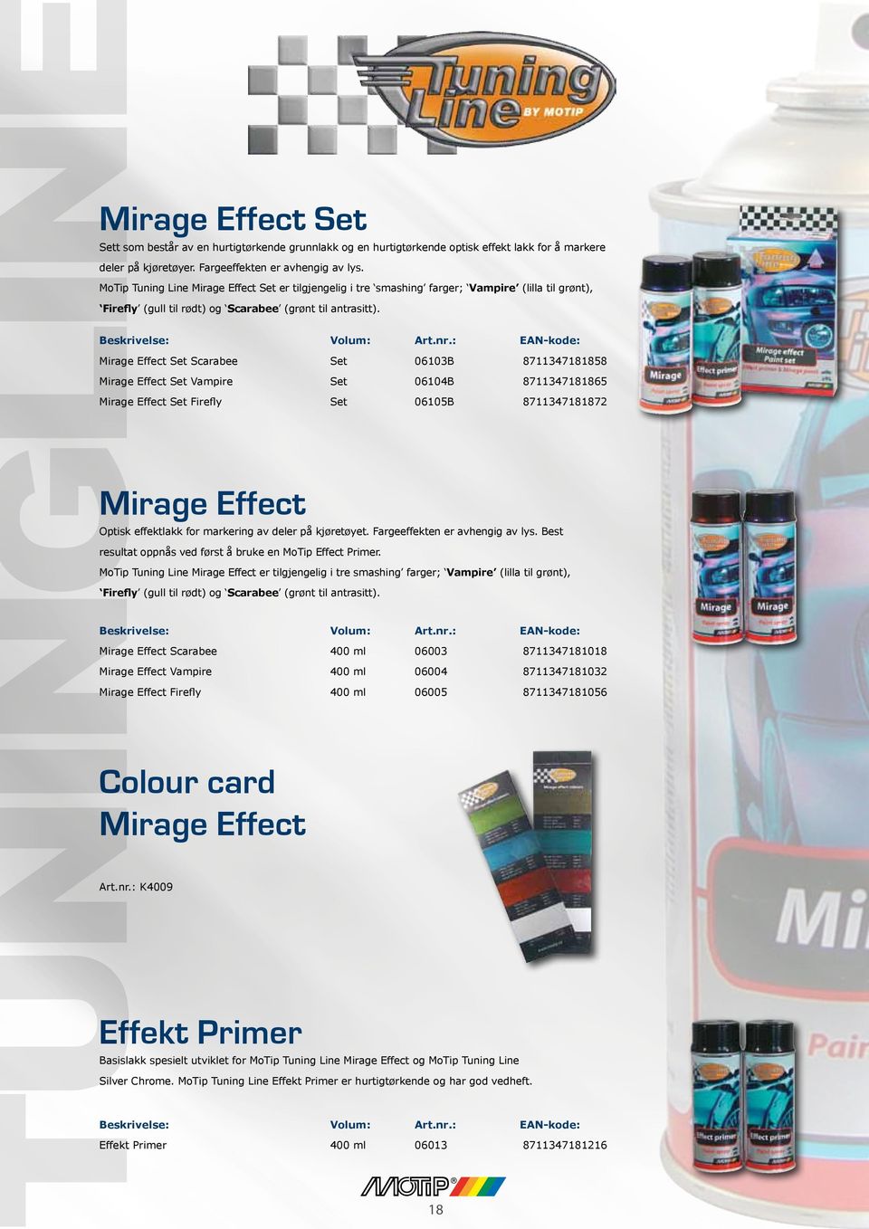 Mirage Effect Set Scarabee Set 06103B 8711347181858 Mirage Effect Set Vampire Set 06104B 8711347181865 Mirage Effect Set Firefly Set 06105B 8711347181872 Mirage Effect Optisk effektlakk for markering