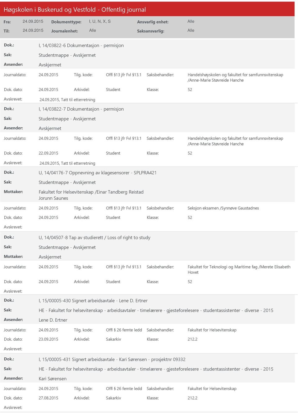 /Synnøve Gaustadnes Dok. dato: Arkivdel: Student, 14/04507-8 Tap av studierett / Loss of right to study Studentmappe - Fakultet for Teknologi og Maritime fag /Merete Elisabeth Hovet Dok.