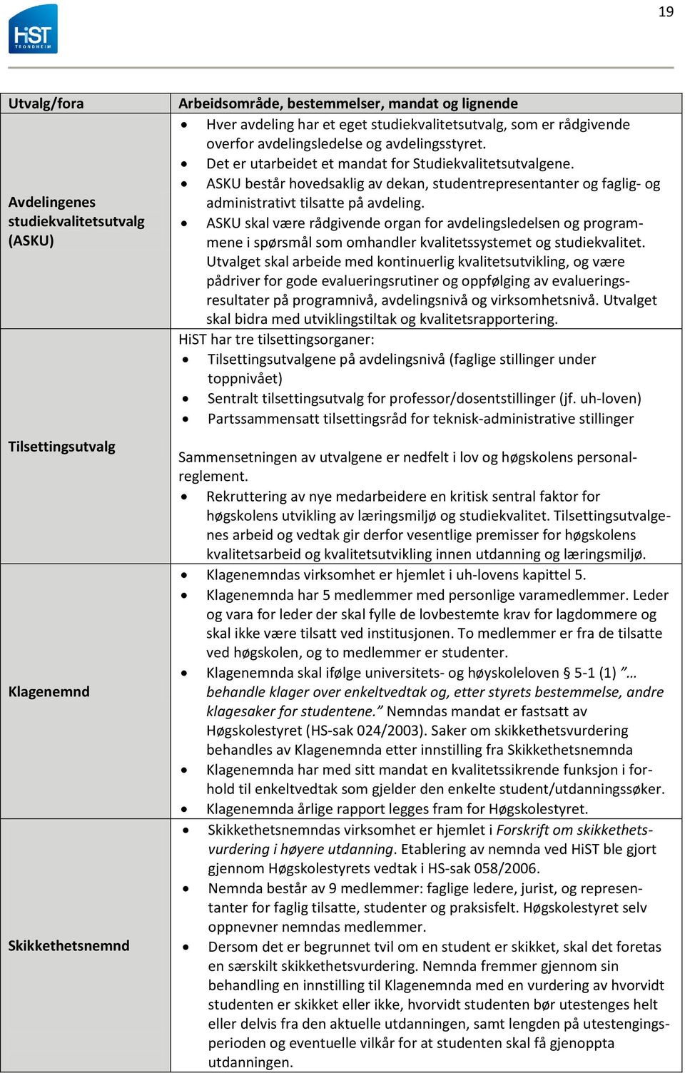 ASKU består hovedsaklig av dekan, studentrepresentanter og faglig- og administrativt tilsatte på avdeling.