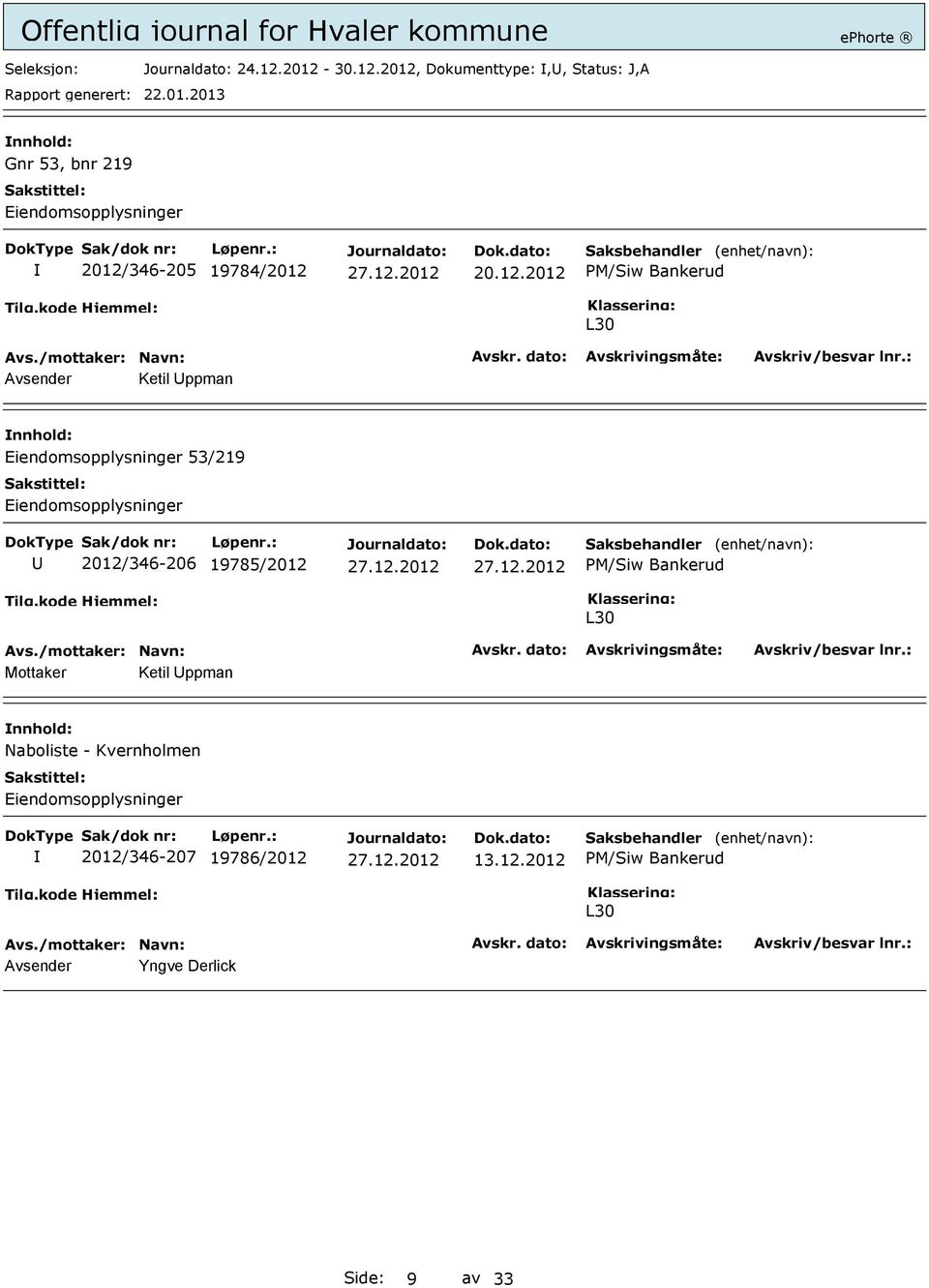 2012/346-206 19785/2012 PM/Siw Bankerud L30 Mottaker Ketil Uppman Naboliste - Kvernholmen