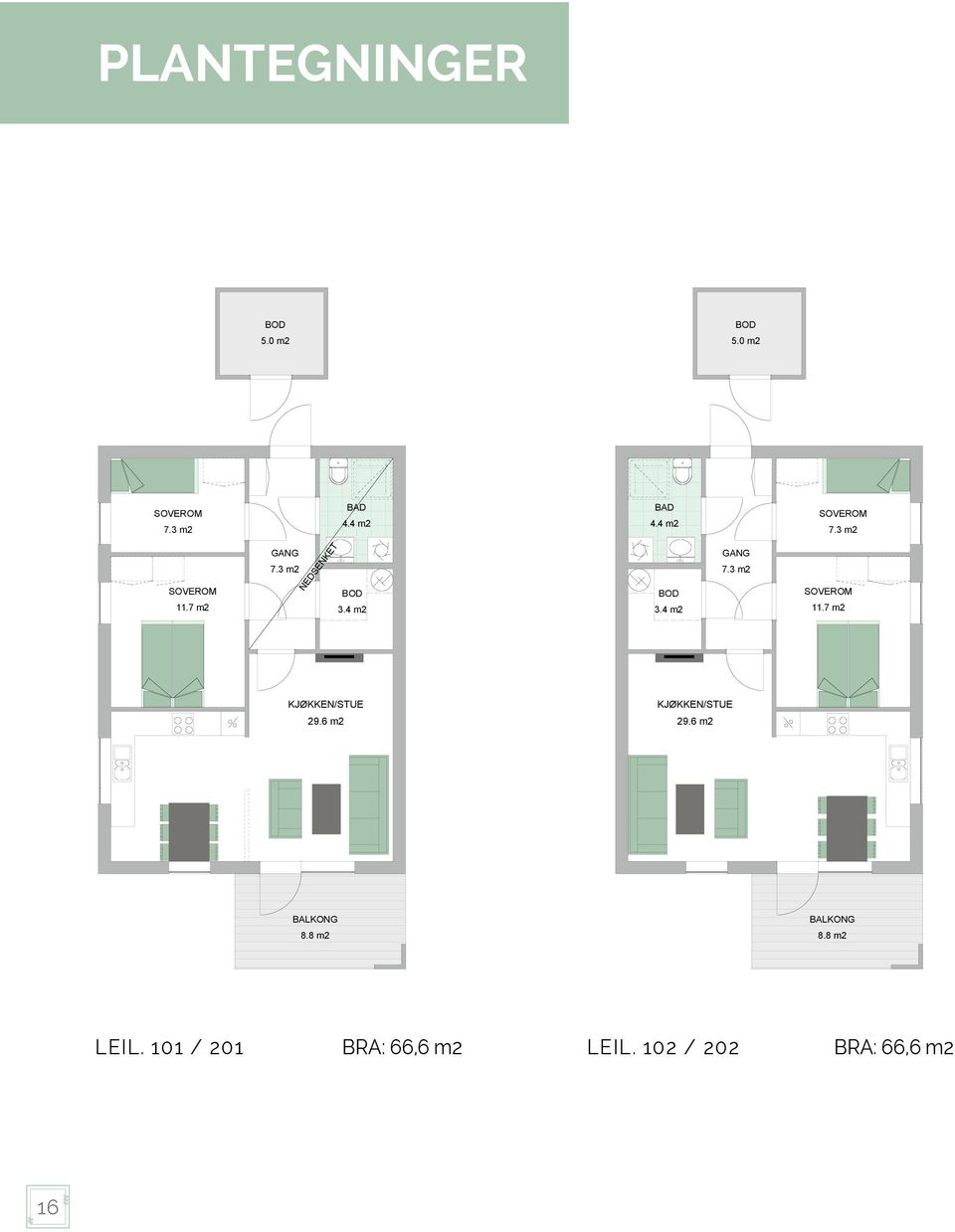 4 m2 GANG 7.3 m2 SOVEROM 11.7 m2 KJØKKEN/STUE 29.6 m2 KJØKKEN/STUE 29.