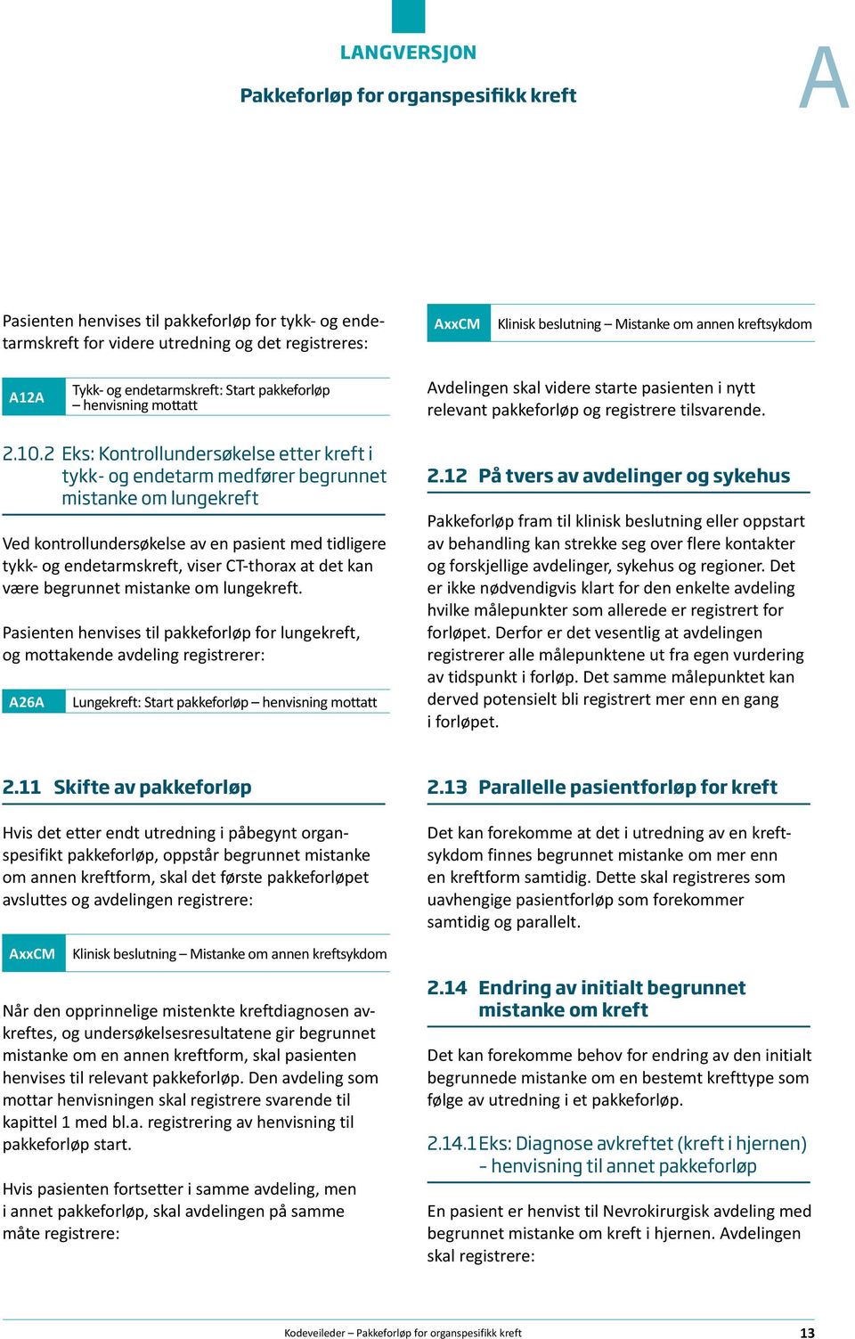 2 eks: Kontrollundersøkelse etter kreft i tykk- og endetarm medfører begrunnet mistanke om lungekreft Ved kontrollundersøkelse av en pasient med tidligere tykk- og endetarmskreft, viser CT-thorax at