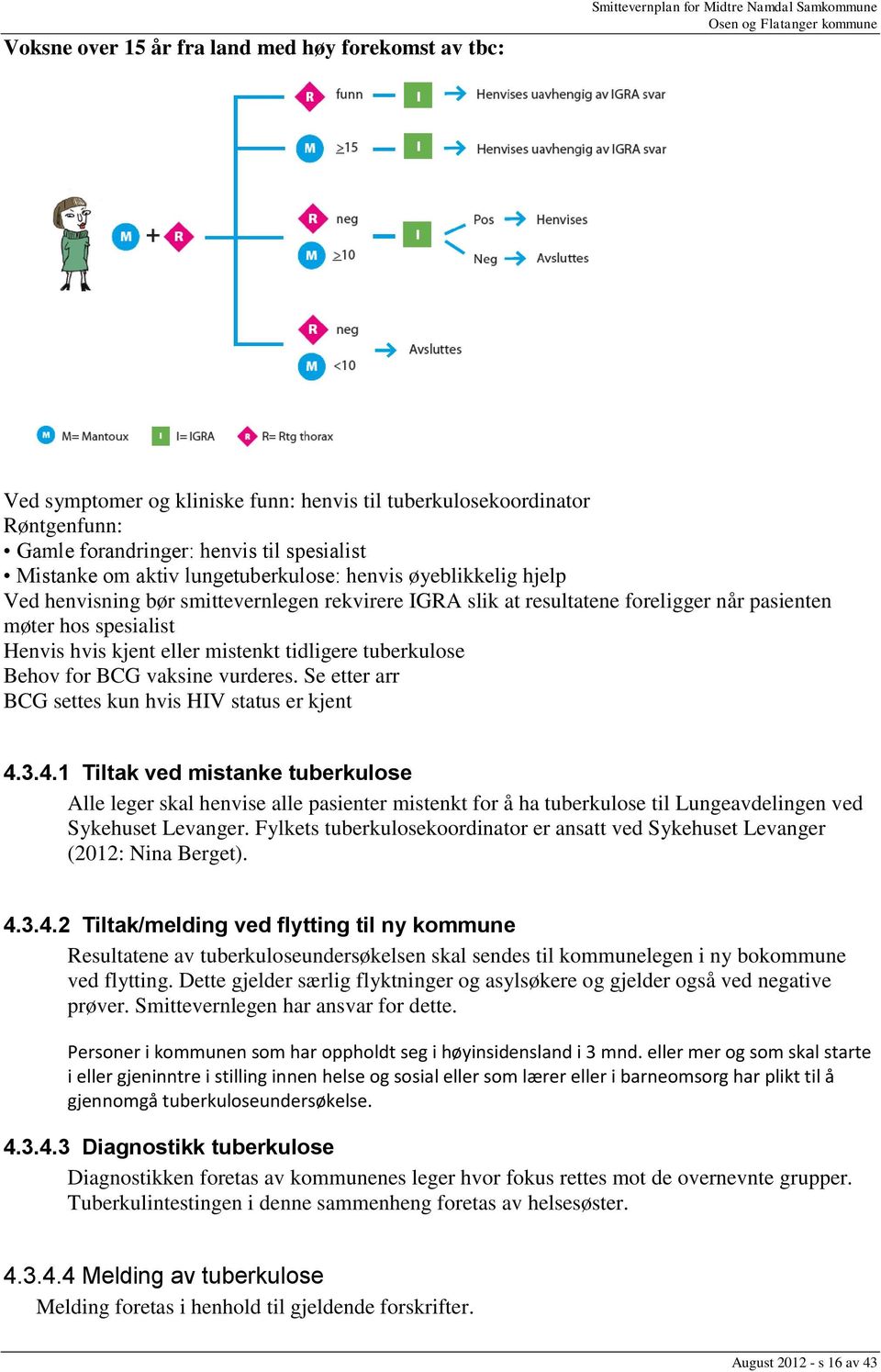 Henvis hvis kjent eller mistenkt tidligere tuberkulose Behov for BCG vaksine vurderes. Se etter arr BCG settes kun hvis HIV status er kjent 4.