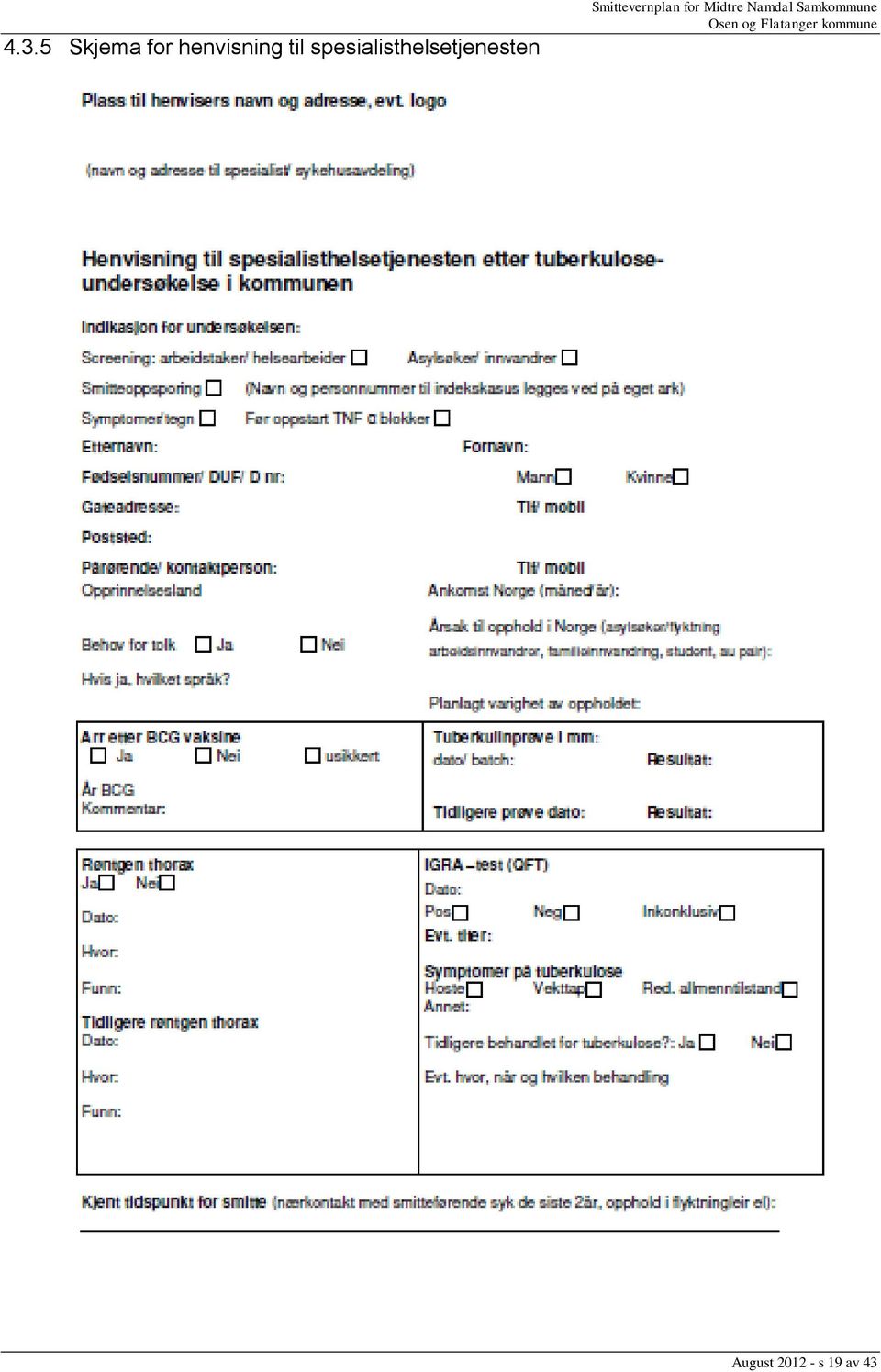 Smittevernplan for Midtre