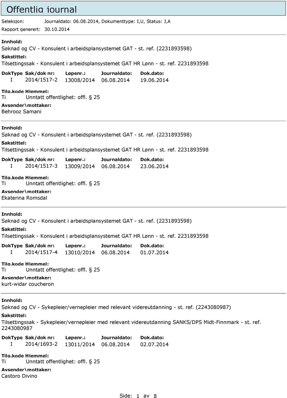 07.2014 nnhold: Søknad og CV - Sykepleier/vernepleier med relevant videreutdanning - st. ref.