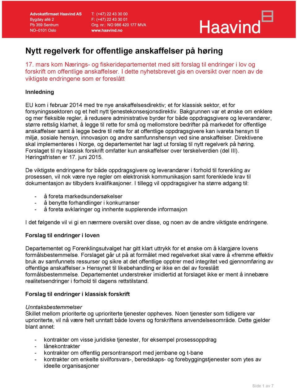 forsyningssektoren og et helt nytt tjenestekonsesjonsdirektiv.