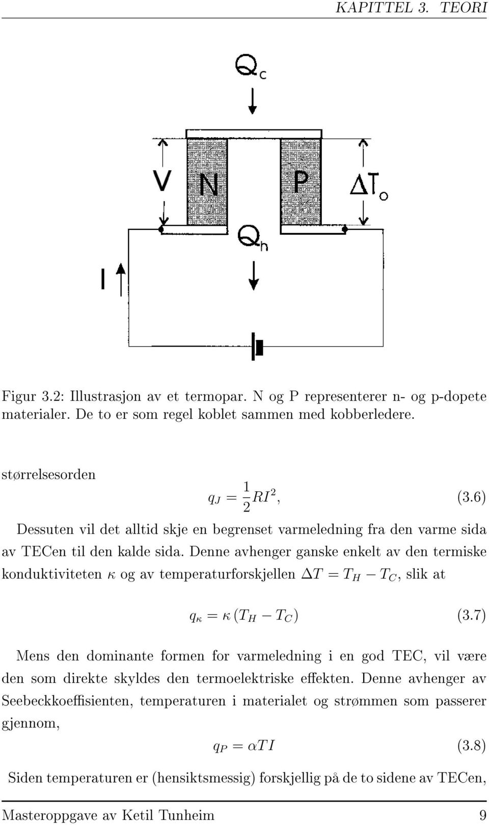 Denne avhenger ganske enkelt av den termiske konduktiviteten κ og av temperaturforskjellen T = T H T C, slik at q κ = κ (T H T C ) (3.