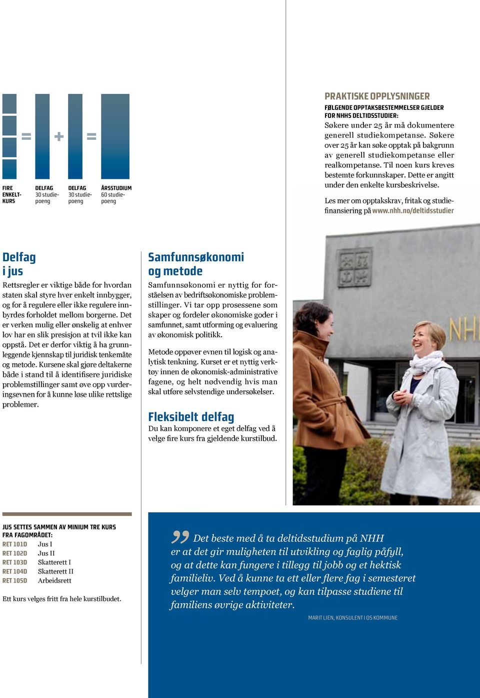 Dette er angitt under den enkelte kursbeskrivelse. Les mer om opptakskrav, fritak og studiefinansiering på www.nhh.