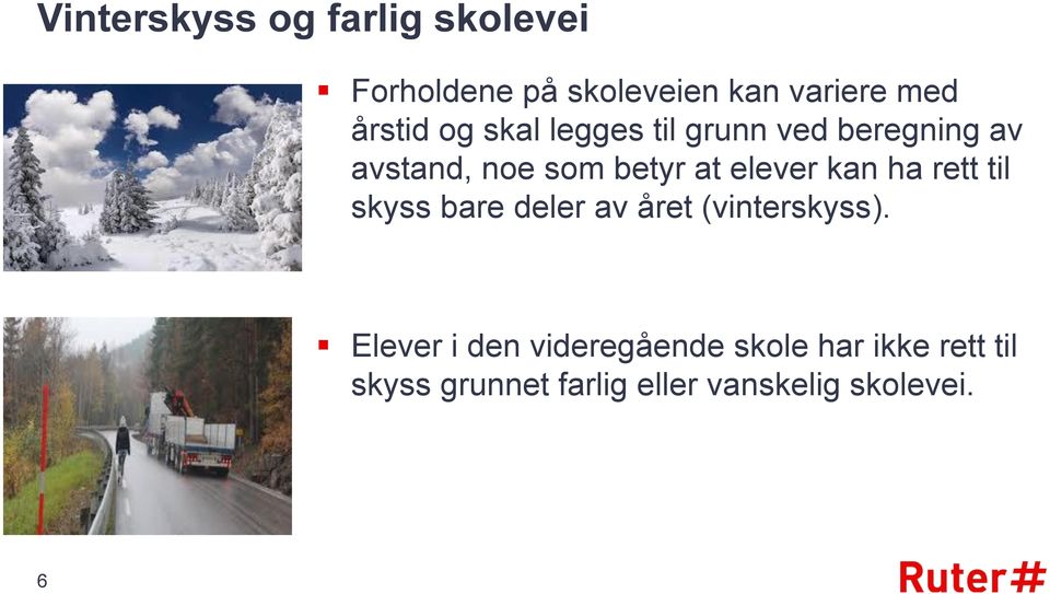 elever kan ha rett til skyss bare deler av året (vinterskyss).