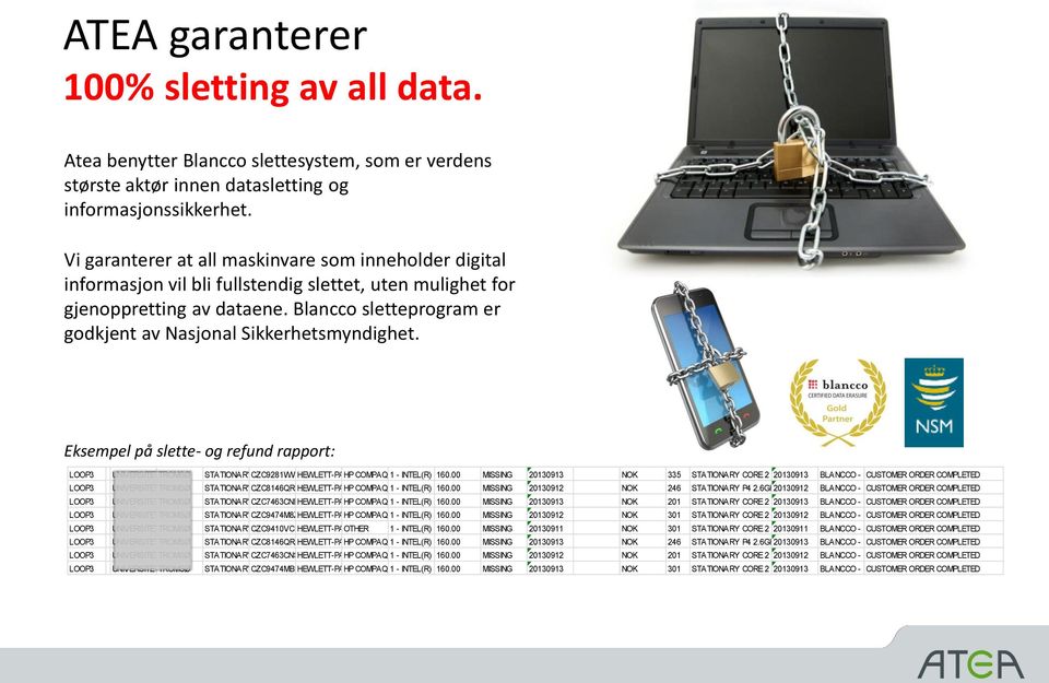 Blancco sletteprogram er godkjent av Nasjonal Sikkerhetsmyndighet.