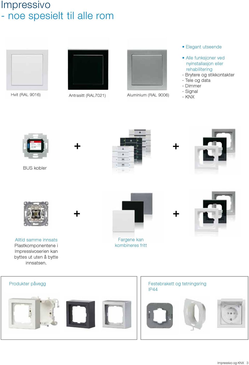 Signal - KNX + + BUS kobler + + Alltid samme innsats Plastkomponentene i Impressivoserien kan byttes ut uten å