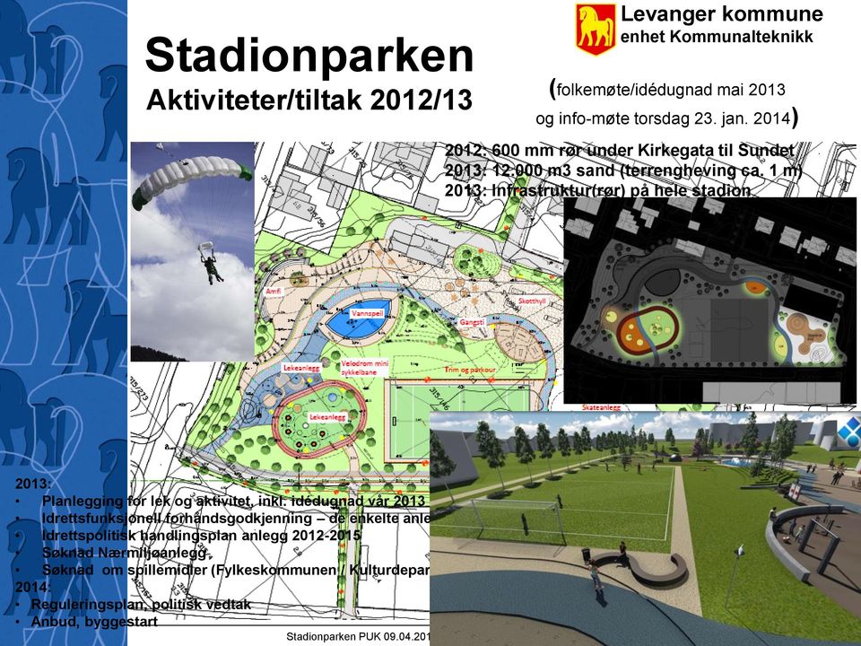 1 m) 2013: Infrastruktur(rør) på hele stadion 2013: Planlegging for lek og aktivitet, inkl.