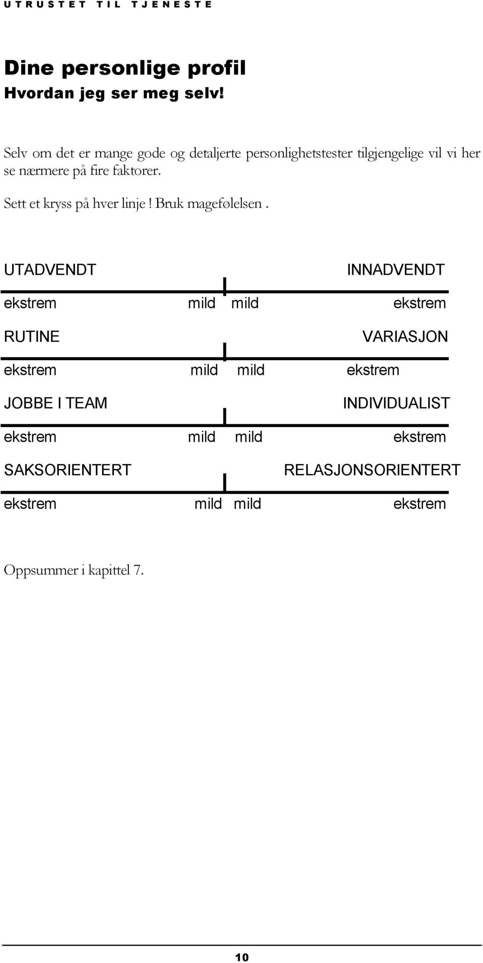 faktorer. Sett et kryss på hver linje! Bruk magefølelsen.