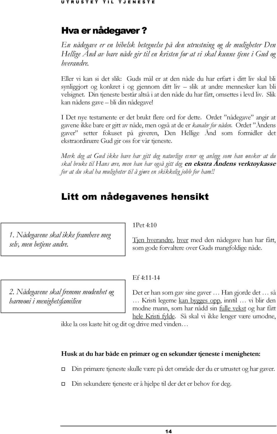 Din tjeneste består altså i at den nåde du har fått, omsettes i levd liv. Slik kan nådens gave bli din nådegave! I Det nye testamente er det brukt flere ord for dette.