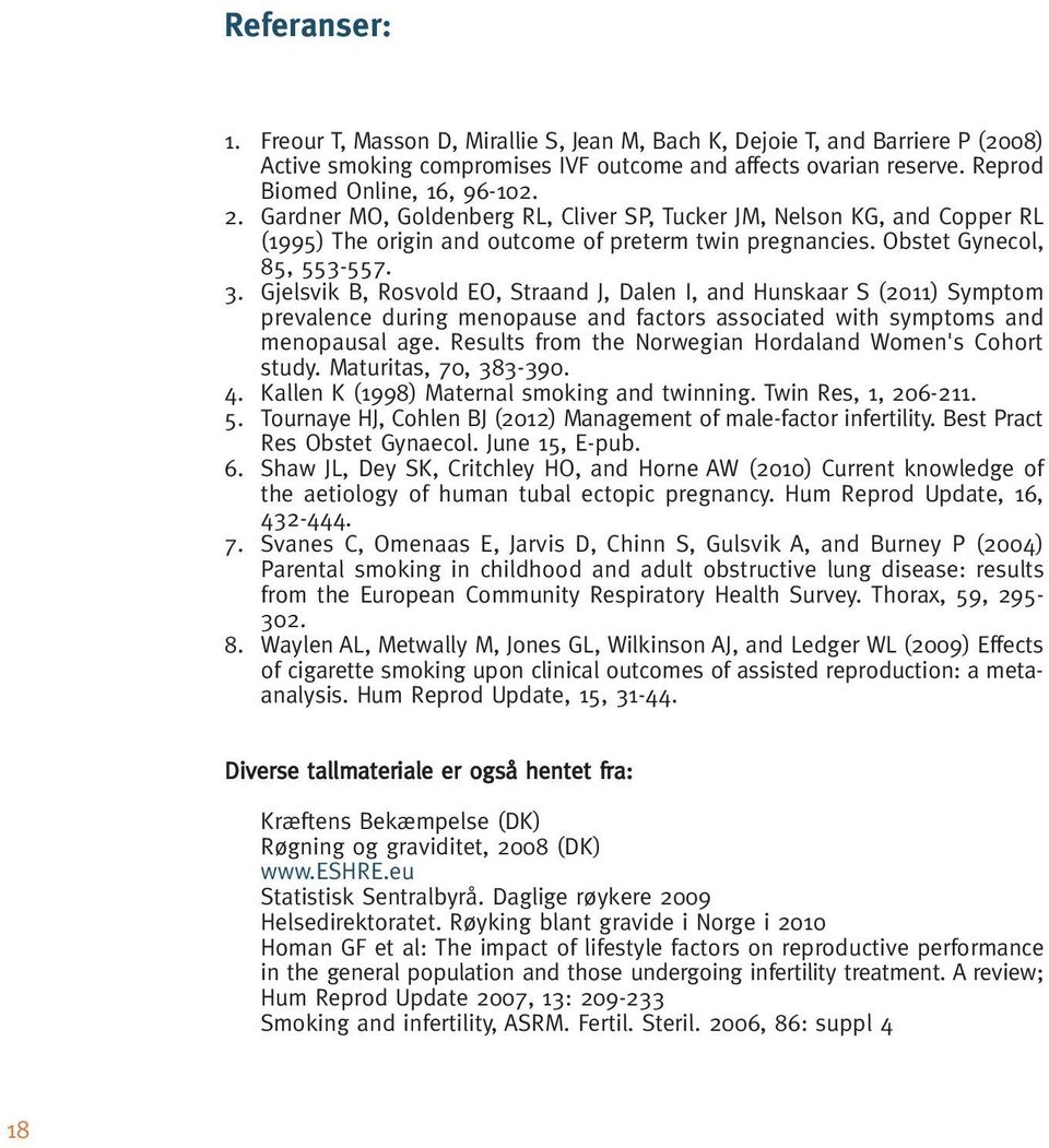 Gjelsvik B, Rosvold EO, Straand J, Dalen I, and Hunskaar S (2011) Symptom prevalence during menopause and factors associated with symptoms and menopausal age.