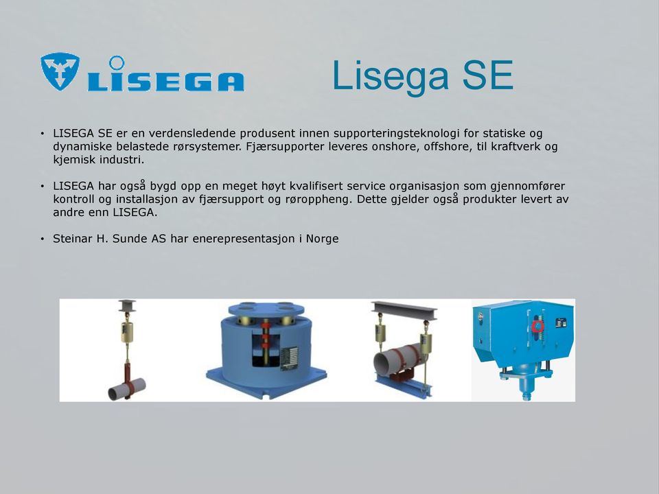 LISEGA har også bygd opp en meget høyt kvalifisert service organisasjon som gjennomfører kontroll og installasjon