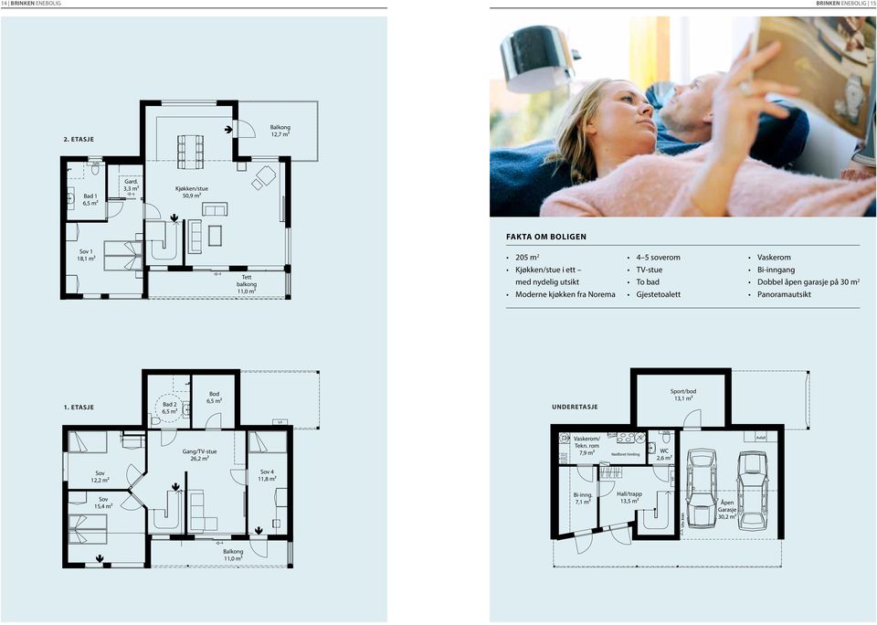 bad Gjestetoalett Bi-inngang Dobbel åpen garasje på 30 m 2 Panoramautsikt 1. ETASJE Bad 2 6,5 m2 Bod 6,5 m2 UNDERETASJE Balkong 12,7 m2 Sport/bod 13,1 m2 V.P. Sov 12,2 m2 Gang/TV-stue 26,2 m2 Sov 4 11,8 m2 hylle Bad 1 6,5 m2 Gard.