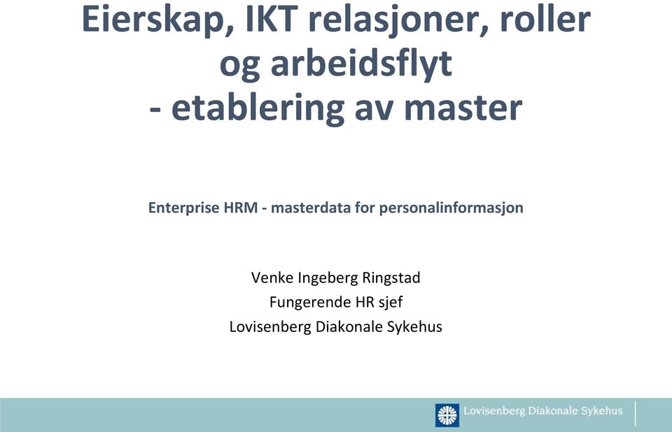 masterdata for personalinformasjon Venke