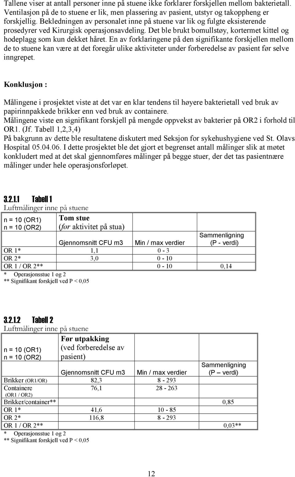 En av forklaringene på den signifikante forskjellen mellom de to stuene kan være at det foregår ulike aktiviteter under forberedelse av pasient før selve inngrepet.