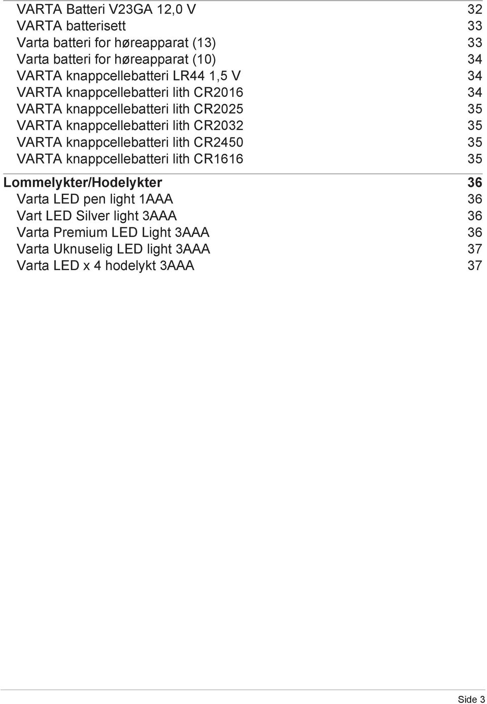 CR22 VARTA knappcellebatteri lith CR245 VARTA knappcellebatteri lith CR66 Lommelykter/Hodelykter Varta LED pen light AAA Vart