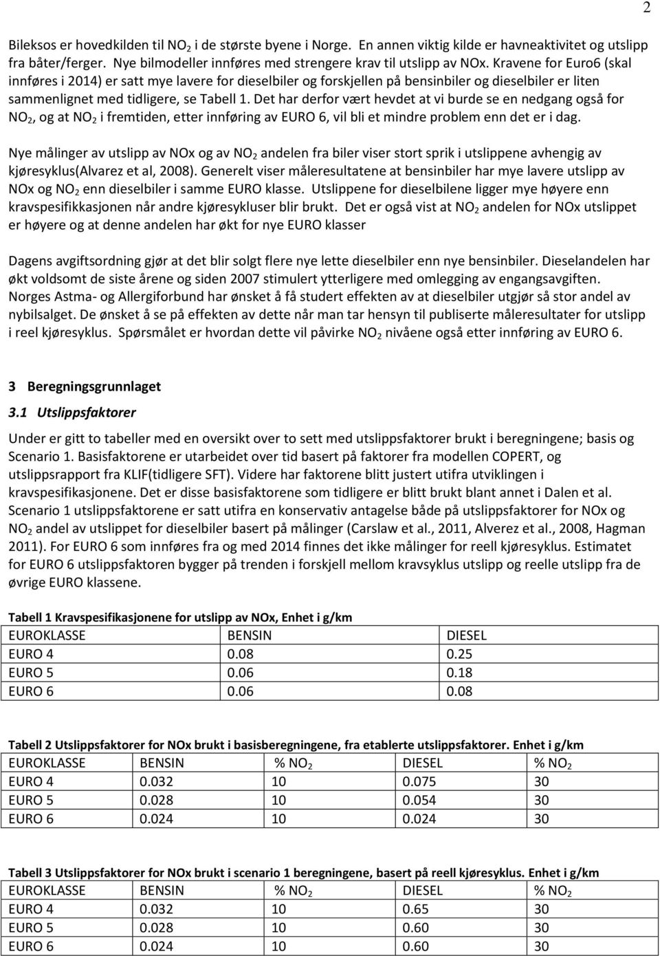 Det har derfor vært hevdet at vi burde se en nedgang også for NO 2, og at NO 2 i fremtiden, etter innføring av EURO 6, vil bli et mindre problem enn det er i dag.