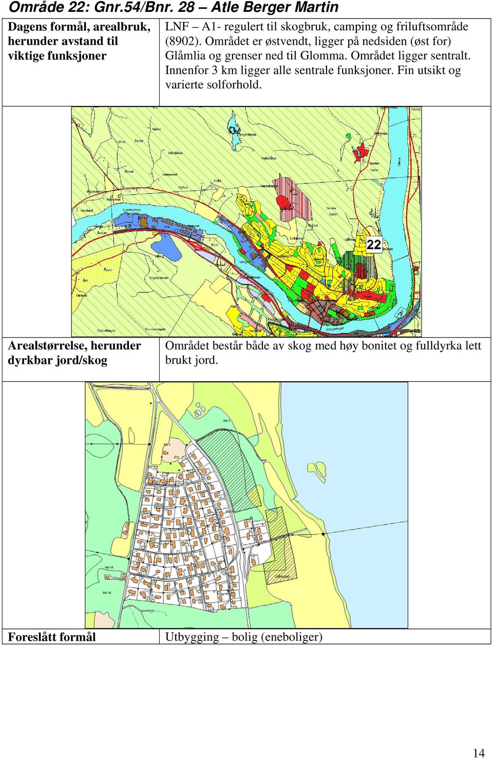 friluftsområde (8902). Området er østvendt, ligger på nedsiden (øst for) Glåmlia og grenser ned til Glomma. Området ligger sentralt.