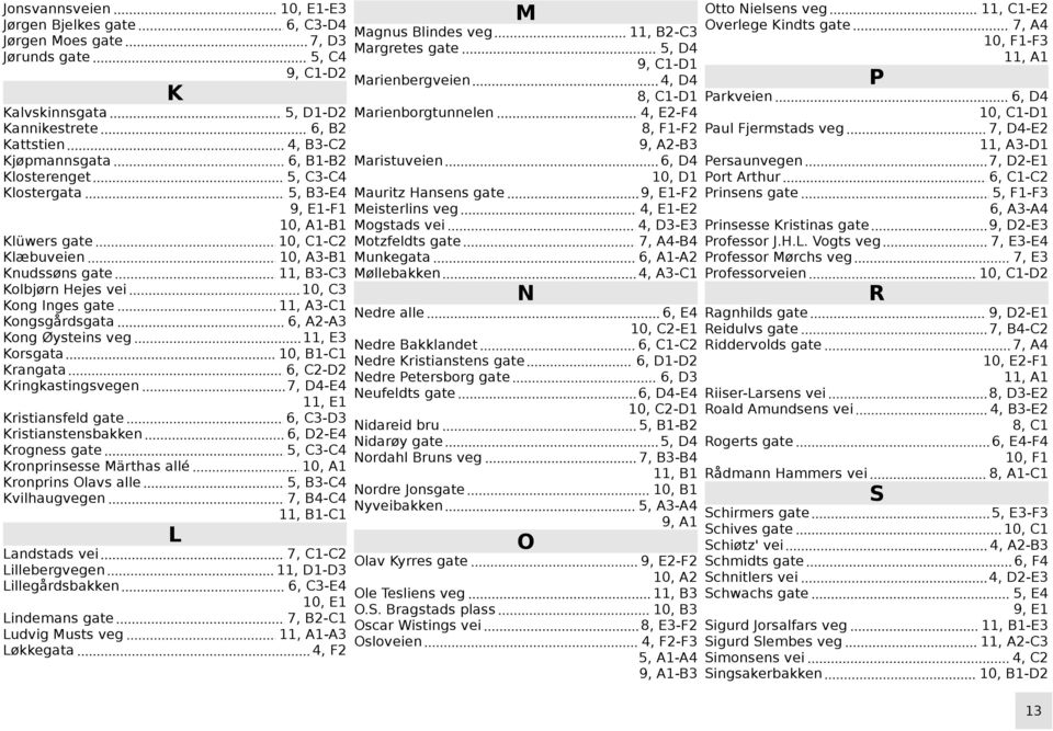 Kvilhaugvegen Landstads vei Lillebergvegen Lillegårdsbakken Lindemans gate Ludvig Musts veg Løkkegata L 0, -3 6, 3- Magnus lindes veg 7, 3 Margretes gate 5, 9, -2 Marienbergveien 5, -2