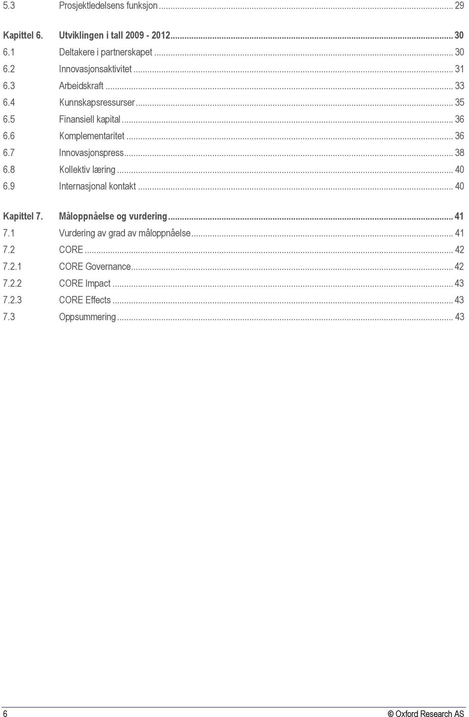 8 Kollektiv læring... 40 6.9 Internasjonal kontakt... 40 Kapittel 7. Måloppnåelse og vurdering... 41 7.1 Vurdering av grad av måloppnåelse.