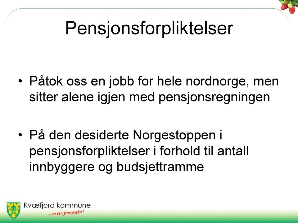 pensjonsregningen På den desiderte Norgestoppen i